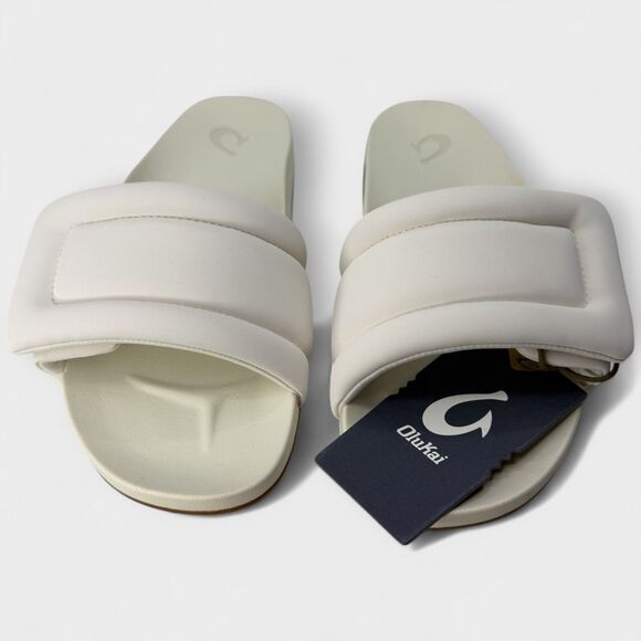 OluKai Shoes - OluKai Sunbeam Puffy Slide Sandals Womens Size 9 Off White Arch Support NWOB